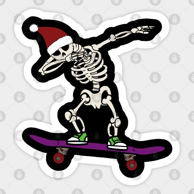 skating skeleton santa Sticker by MZeeDesigns